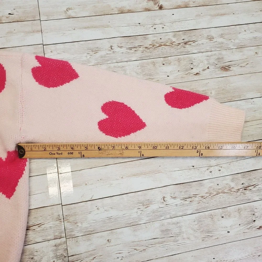 Princess Polly Fantastic Pink Heart Cardigan Size Large‎ XL Cropped Graphic Knit - Picture 6 of 8